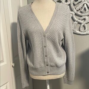 Liz Claiborne Gray Textured Knit Cardigan